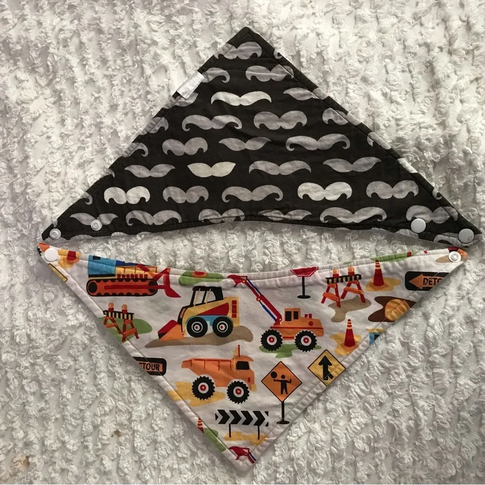 Bandanna style baby bibs snap closure